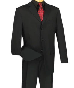 Mont Blanc Collection - Regular Fit Suit 3 Button 2 Piece In Black