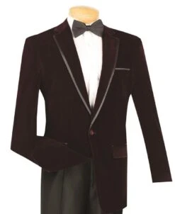 Velvet Regular Fit Men's Blazer In Wine