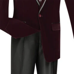 Velvet Regular Fit Men's Blazer In Wine -Bowie Store 01 VIN B 16 WINE 15 4