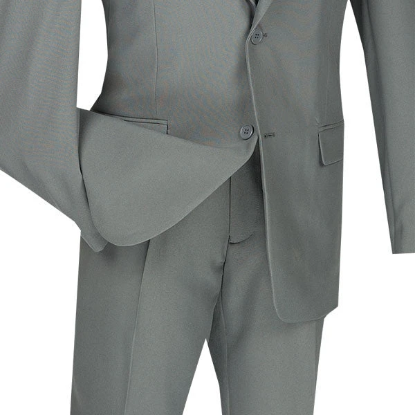 Gray Slim Fit Men's 2 Piece Business Suit 2 Button 3 Gray Slim Fit Men's 2 Piece Business Suit 2 Button - Image 3