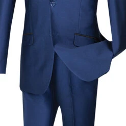 Slim Fit Shiny Sharkskin Men's 2 Piece Suit In Navy -Bowie Store 01 VIN S2PS 1 NAVY 15 4