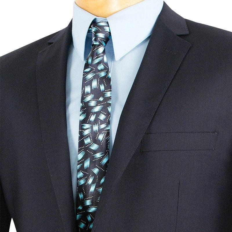 Slim Fit Men's Suit 2 Piece 2 Button In Navy 2 Slim Fit Men's Suit 2 Piece 2 Button In Navy - Image 2