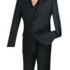 Slim Fit Men's Suit 3 Piece 2 Button In Black