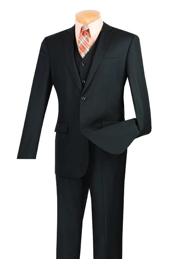 Slim Fit Men's Suit 3 Piece 2 Button In Black 1 Slim Fit Men's Suit 3 Piece 2 Button In Black