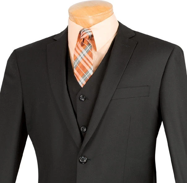 Slim Fit Men's Suit 3 Piece 2 Button In Black 2 Slim Fit Men's Suit 3 Piece 2 Button In Black - Image 2