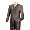 Slim Fit Men's Suit With Vest 3 Piece 2 Buttons In Mocha