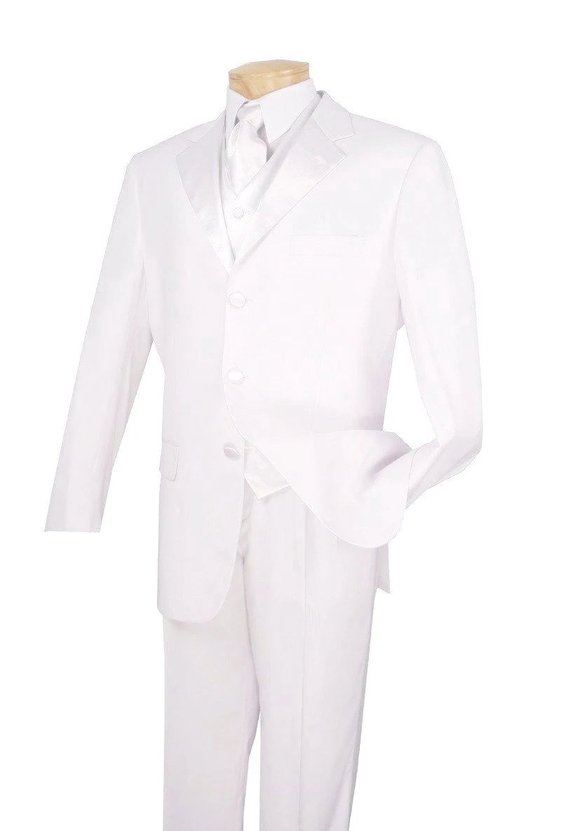 Men's Regular Fit Tuxedo 3 Piece With Vest White 1 Men's Regular Fit Tuxedo 3 Piece With Vest White