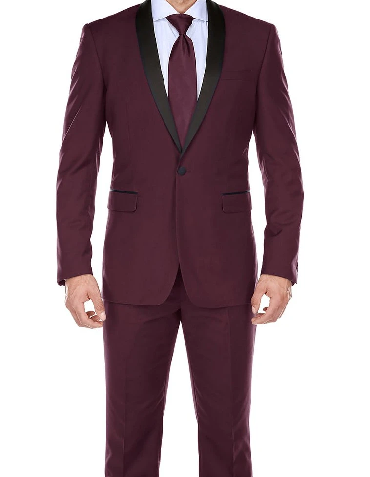Burgundy 2 Piece Tuxedo Shawl Lapel Slim Fit 1 Burgundy 2 Piece Tuxedo Shawl Lapel Slim Fit