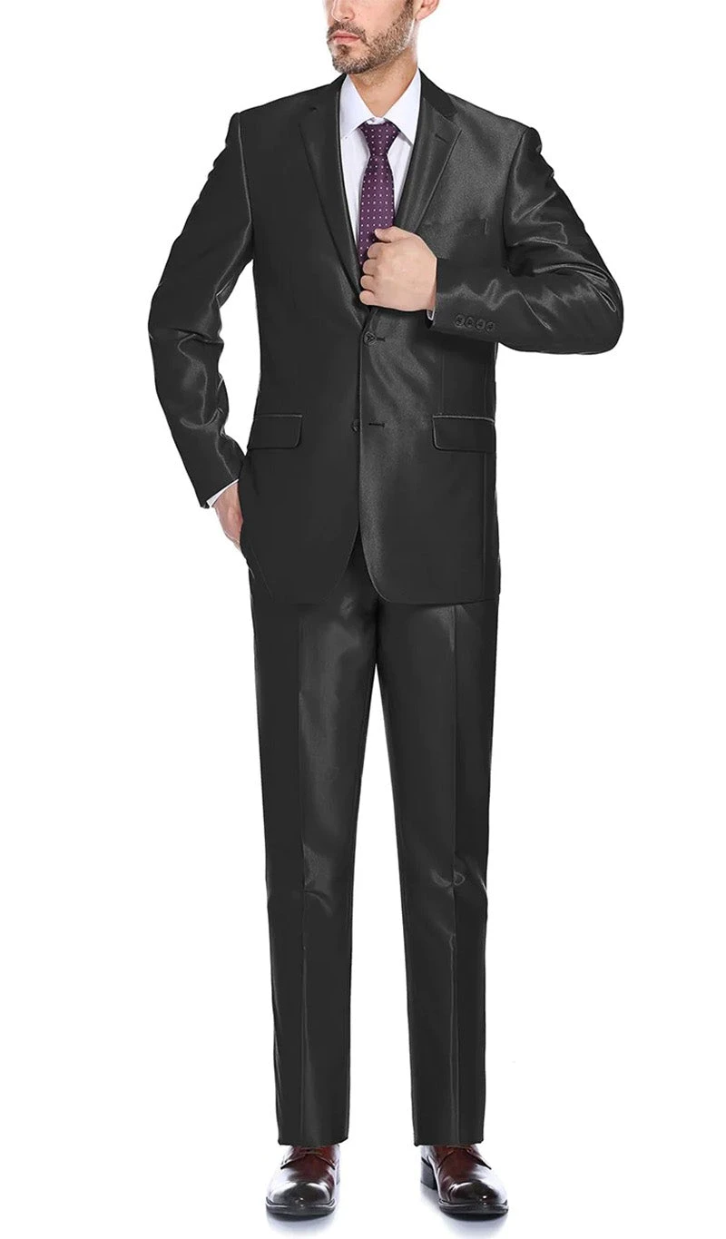 Black Slim Fit Sharkskin Italian Styled 2 Piece Suit 1 Black Slim Fit Sharkskin Italian Styled 2 Piece Suit