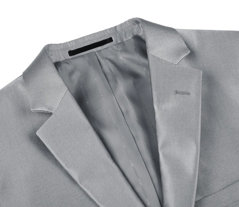 Gray Slim Fit Sharkskin Italian Styled 2 Piece Suit 3 Gray Slim Fit Sharkskin Italian Styled 2 Piece Suit - Image 3