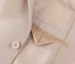 Beige Regular Fit Sharkskin Italian Styled 2 Piece Suit -Bowie Store 207 3 4