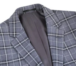 Regular Fit 2 Piece Notch Lapel Suit Gray Check Pattern -Bowie Store 293 14 3