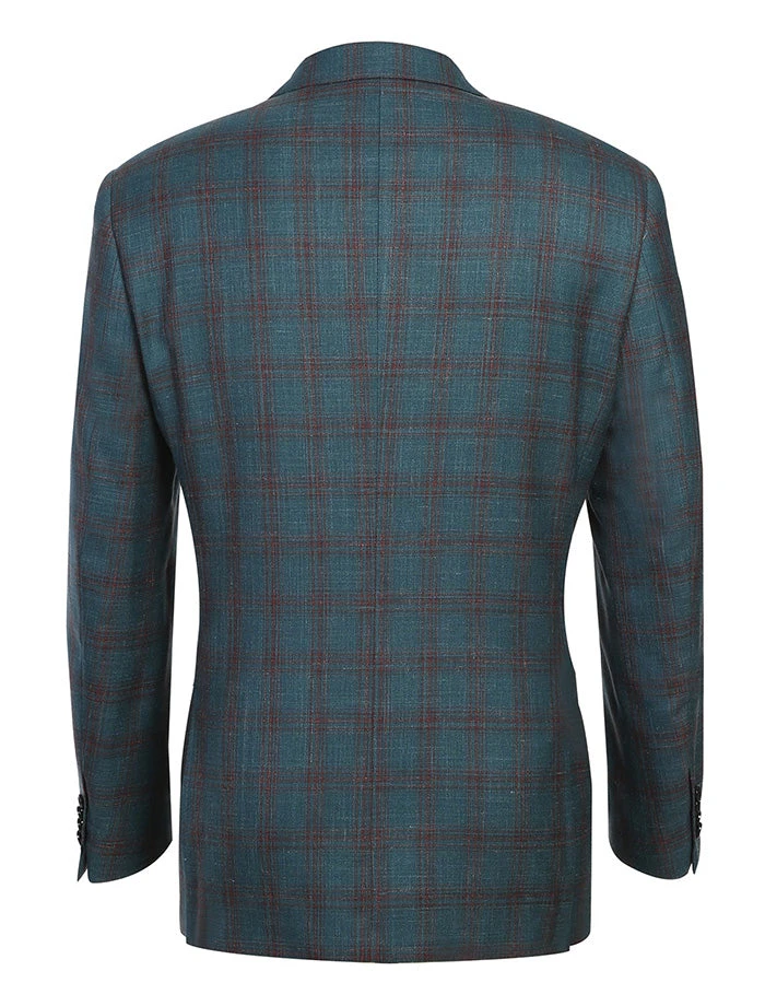 Regular Fit Wool & Linen Windowpane Blazer 2 Regular Fit Wool & Linen Windowpane Blazer - Image 2