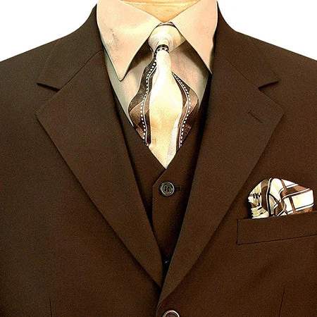 Avalon Collection - Regular Fit Men's Suit 3 Button 3 Piece Brown 2 Avalon Collection - Regular Fit Men's Suit 3 Button 3 Piece Brown - Image 2