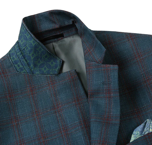 Regular Fit Wool & Linen Windowpane Blazer 3 Regular Fit Wool & Linen Windowpane Blazer - Image 3