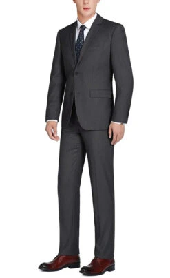 Vanderbilt Collection- Classic 2 Piece Suit 2 Buttons Regular Fit In Charcoal Gray