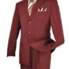 Mont Blanc Collection - Regular Fit Suit 3 Button 2 Piece In Burgundy