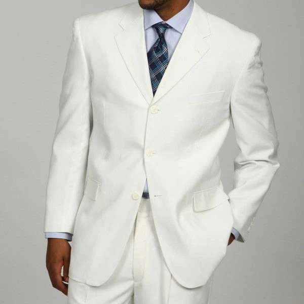 Mont Blanc Collection - Regular Fit Suit 3 Button 2 Piece In White 1 Mont Blanc Collection - Regular Fit Suit 3 Button 2 Piece In White