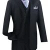 (36S) Avalon Collection - Regular Fit Men's Suit 3 Button 3 Piece Black