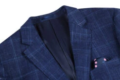 Wool And Silk Regular Fit Blazer Windowpane Pattern In Navy 9 Wool And Silk Regular Fit Blazer Windowpane Pattern In Navy -Bowie Store 4Z8A0626