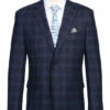 Wool Blend Regular Fit Stretch Checked Blazer In Navy