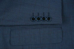 100% Wool Mini Check Pattern Regular Fit 2 Button Blazer In Blue -Bowie Store 4Z8A6911 S