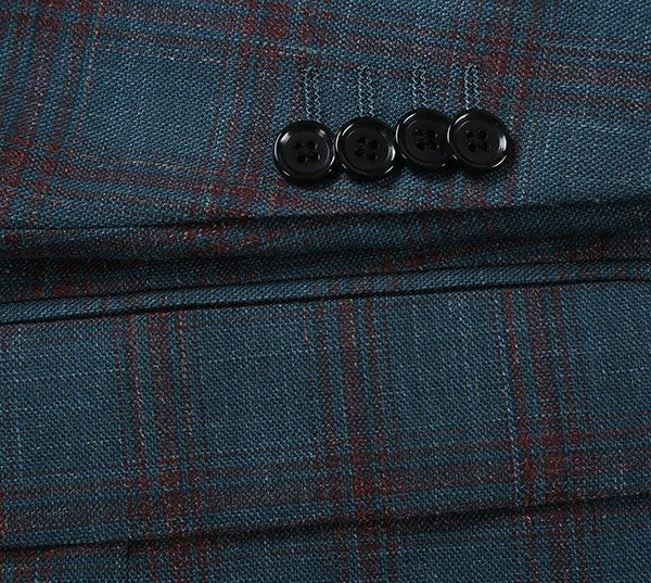 Regular Fit Wool & Linen Windowpane Blazer 4 Regular Fit Wool & Linen Windowpane Blazer - Image 4