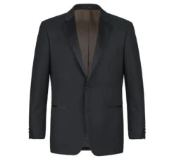 Classic Black Regular Fit 100% Wool Tuxedo Suit -Bowie Store 508 1 CLASSICRIBBON