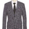 Slim Fit Stretch Wool Linen Blend Tweed Plaid Blazer
