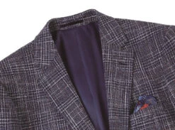Slim Fit Stretch Wool Linen Blend Tweed Plaid Blazer -Bowie Store 563 3 2