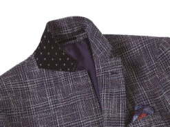 Slim Fit Stretch Wool Linen Blend Tweed Plaid Blazer -Bowie Store 563 3 3