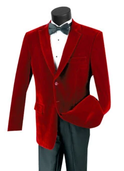 Velvet Regular Fit Fashion Jacket In Red