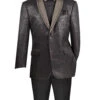 Black Regular Fit Jacket With Dots Lapel And Matching Bow Tie