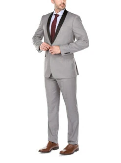 Gray 2 Piece Tuxedo Shawl Lapel Slim Fit -Bowie Store C00A6320s