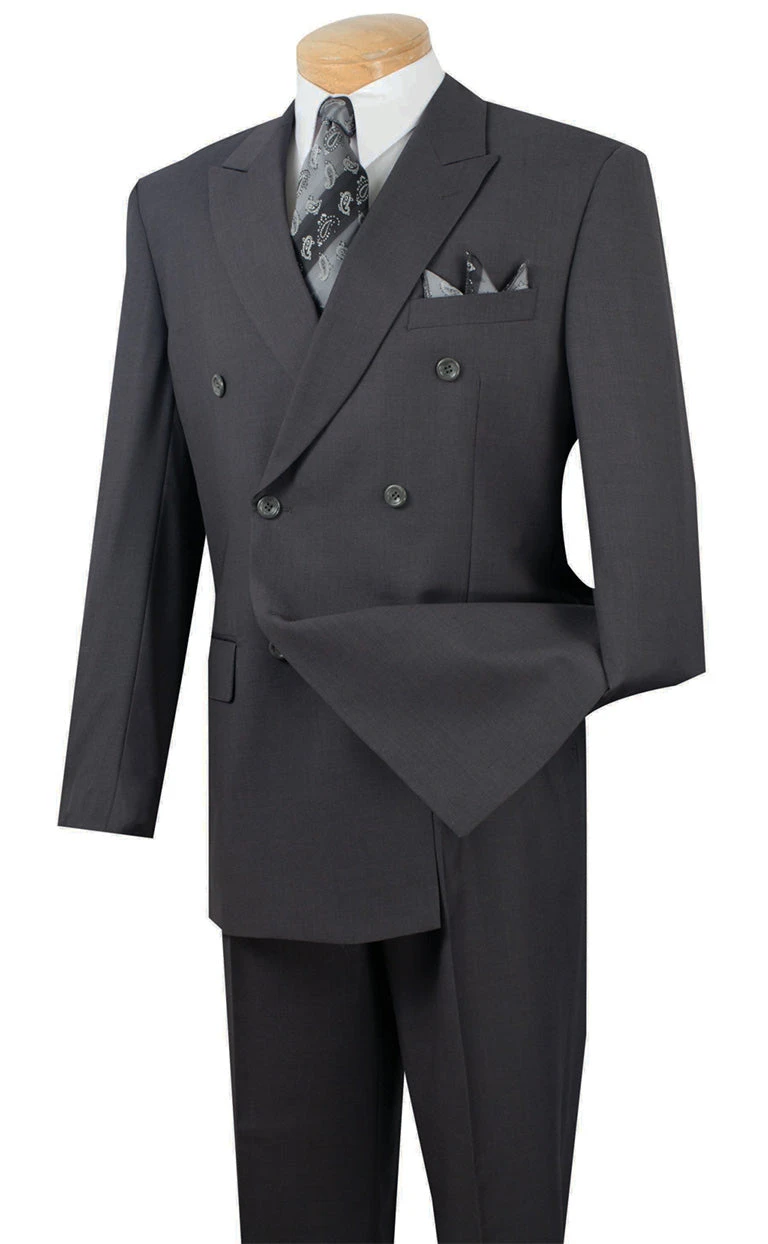 Ramses Collection - Double Breasted Suit 2 Piece Regular Fit In Dark Heather Gray 1 Ramses Collection - Double Breasted Suit 2 Piece Regular Fit In Dark Heather Gray
