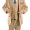 Light Beige 3 Piece Modern Fit Suit 2 Button V-Neck Vest