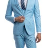 Sky Blue Solid Color 3 Piece Slim Fit Suit 1 Button Peak Lapel