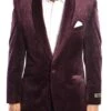 Empire Collection - Velvet Regular Fit Vintage Floral Blazer In Plum