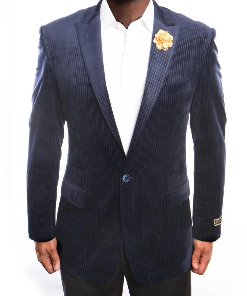 Empire Collection - Navy Velvet Stripe Sports Coat Modern Fit 1 Empire Collection - Navy Velvet Stripe Sports Coat Modern Fit