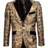Empire Collection - Slim Fit Gold Floral Pattern Blazer