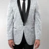 Sliver Slim Fit Floral Pattern Blazer Satin Shawl Collar