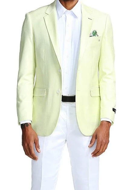 (S) Slim Fit Blazer 2 Button In Solid Mint 1 (S) Slim Fit Blazer 2 Button In Solid Mint
