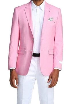 Slim Fit Blazer 2 Button In Solid Pink