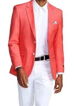 Slim Fit Blazer 2 Button In Solid Deep Salmon