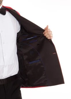 Double Breasted Slim Fit Tuxedo Red With Black Satin Peak Lapel -Bowie Store MT253S 03 openS 599x828 8fe4256f 701c 4767 9a68 211ead4d1a69