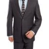 Wool Suit Modern Fit Windowpane 2 Piece In Dark Gray
