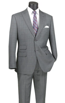 Catania Collection - Modern Fit Windowpane Suit 2 Piece In Gray