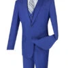 Slim Fit Business Men's Suit 3 Piece 2 Button In Twilight Blue