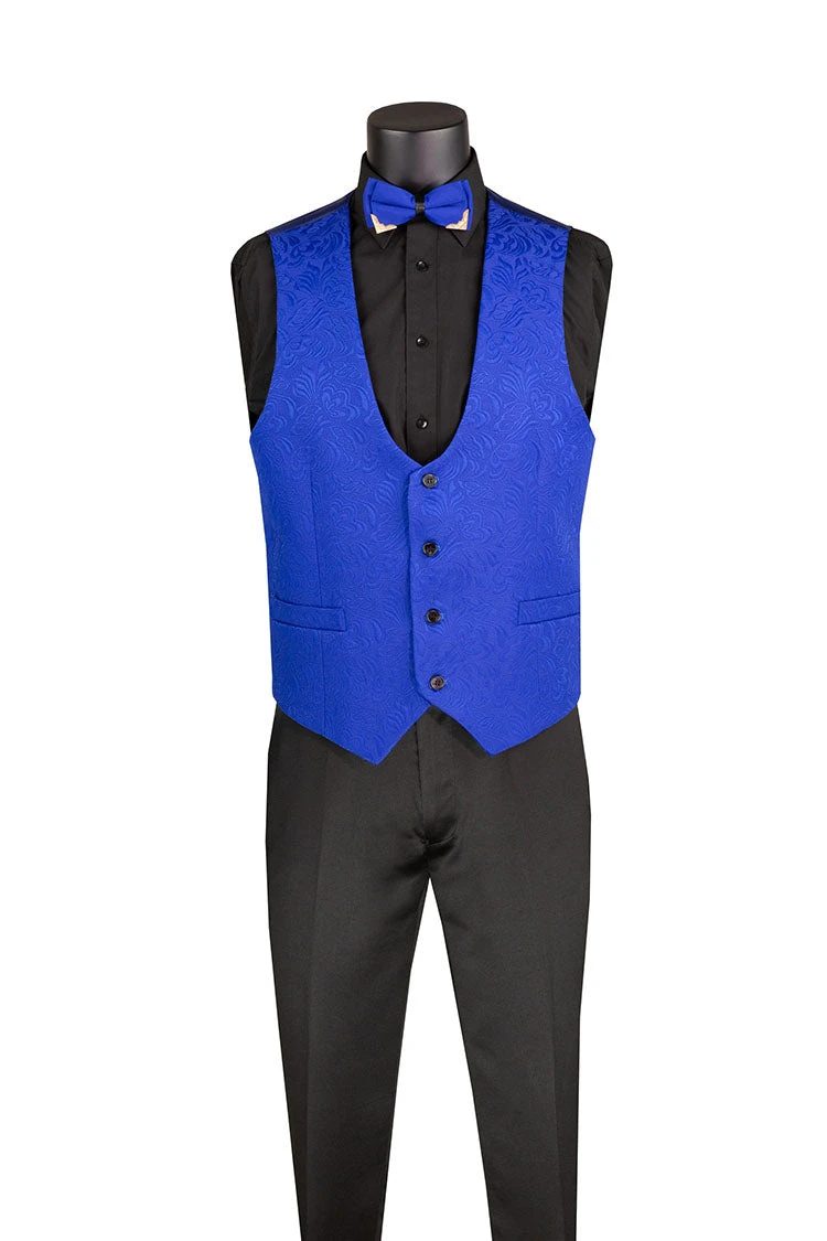 Slim Fit Tuxedo 3 Piece With Jacquard Pattern In Royal 2 Slim Fit Tuxedo 3 Piece With Jacquard Pattern In Royal - Image 2