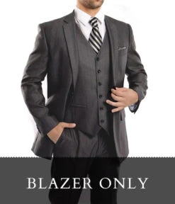 (40R Blazer) Steel Modern Fit 2 Button Blazer